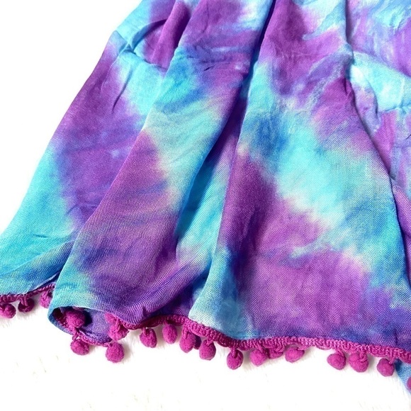 NWT Gypsy 05 Tie Dye Rayon Scarf with Pom Pom Tassels - Picture 6 of 9
